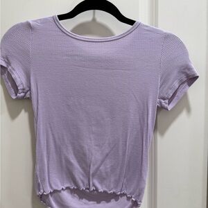 American Eagle Outfitters Lilac Ribbed Short Sleeve Top